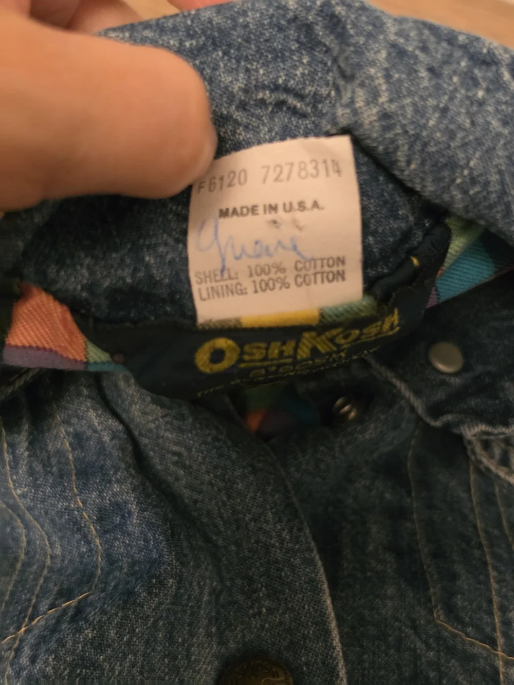 Osh Kosh B'Gosh Vintage Girls Blue Denim Jacket with Plaid Lining